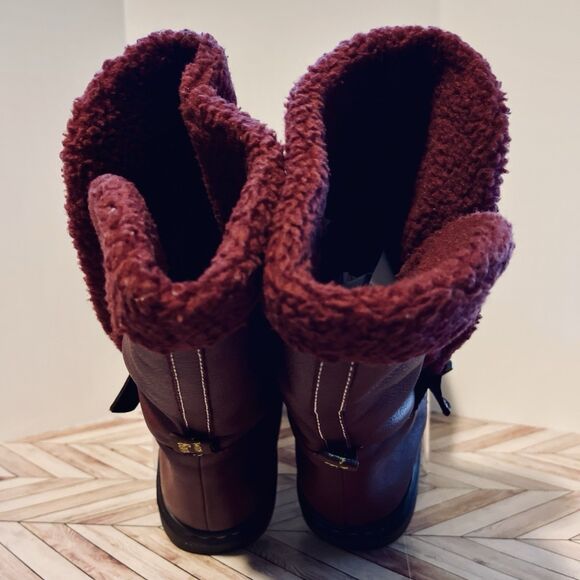 Dr. Martens Brielle Sheepskin Rigger Boots M 8 W 9 Cherry Red Faux Fur Lined - Picture 3 of 9